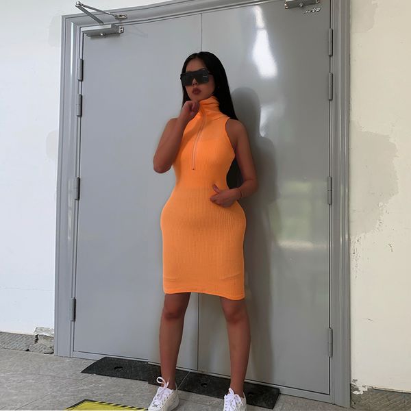 2021 new arrival cotton orange color women side zippers sleeveless ribbed vestidos ladies club long knee length dress, Black;gray
2021 new arrival cotton orange color women side zippers sleeveless ribbed vestidos ladies club long knee length dress, Black;gray