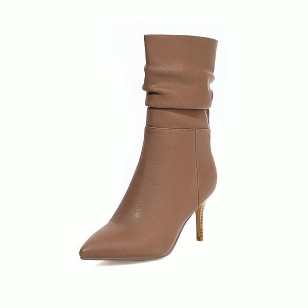 boots 2021 autumn and winter women's european american fashion simple solid color stiletto pleated mid-tube, Black
boots 2021 autumn and winter women's european american fashion simple solid color stiletto pleated mid-tube, Black