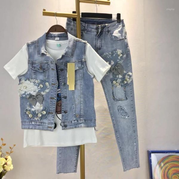 european station 2021 spring and summer foreign heavy industry nail bead embroidery vest + jeans jfmhrx two piece set women dress, White
european station 2021 spring and summer foreign heavy industry nail bead embroidery vest + jeans jfmhrx two piece set women dress, White