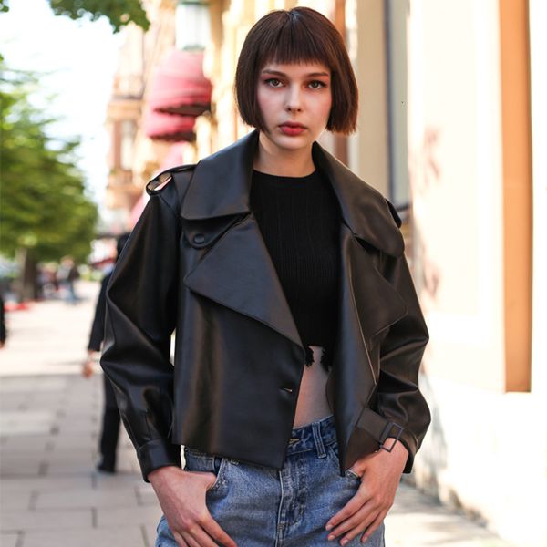 2021 new women faux soft loose retro biker short pockets motor pu black jacket autumn street leather coat v9d3
2021 new women faux soft loose retro biker short pockets motor pu black jacket autumn street leather coat v9d3