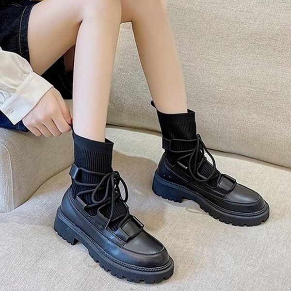 boots 2021 autumn fashion chunky ankle for women thick bottom sock shoes woman lace up patchwork platform booties, Black
boots 2021 autumn fashion chunky ankle for women thick bottom sock shoes woman lace up patchwork platform booties, Black