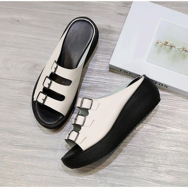 slippers women's 2021 pu leather buckle thick bottom female shoes slip on wedges platform sandals non outside ladies slides, Black
slippers women's 2021 pu leather buckle thick bottom female shoes slip on wedges platform sandals non outside ladies slides, Black