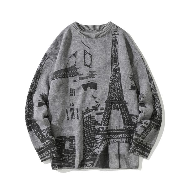 2021 autumn/winter new sweater jacket tide brand mens tower print sweater loose large size, White;black
2021 autumn/winter new sweater jacket tide brand mens tower print sweater loose large size, White;black