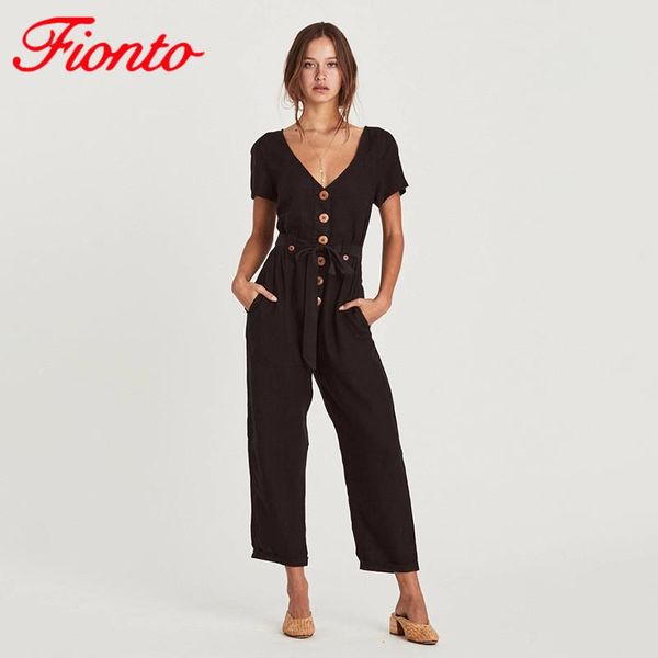 women's jumpsuits & rompers 2021 arrival summer v-neck short sleeve jumpsuit women solid single breasted wild casual nine points bandag, Black;white
women's jumpsuits & rompers 2021 arrival summer v-neck short sleeve jumpsuit women solid single breasted wild casual nine points bandag, Black;white