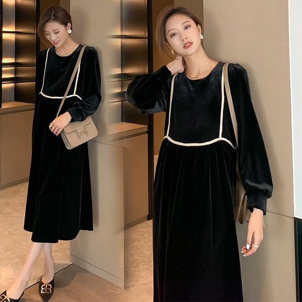 maternity dresses 2021 spring fashion black pleuche long party dress a line loose clothes for pregnant women chic pregnancy, White
maternity dresses 2021 spring fashion black pleuche long party dress a line loose clothes for pregnant women chic pregnancy, White