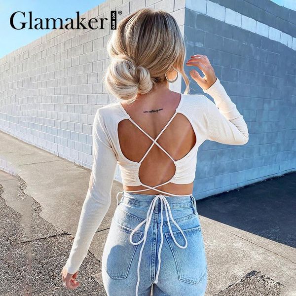 women's tanks & camis glamaker backless lace up fashion women summer spring party club elegant tee knitted o-neck 2021, White
women's tanks & camis glamaker backless lace up fashion women summer spring party club elegant tee knitted o-neck 2021, White