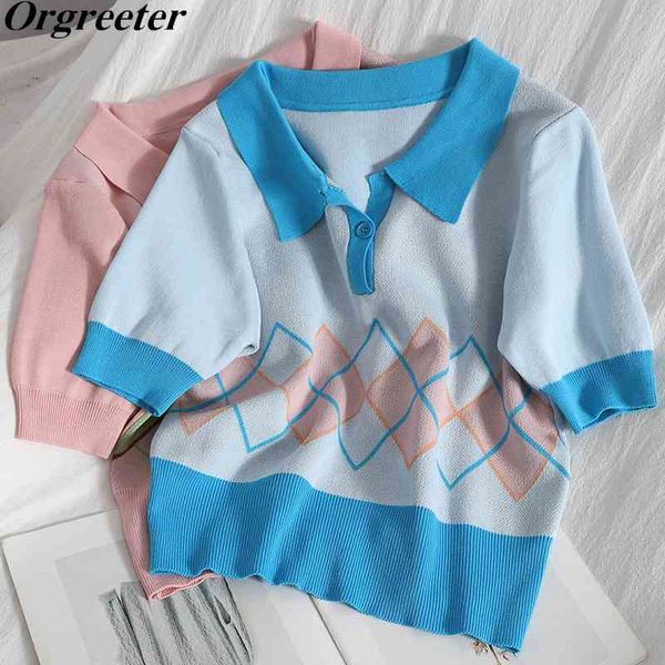 korean color contrast plaid lapel women jumper sweater summer sweet blue/pink short sleeve thin knitted comfortable 210525, White;black
korean color contrast plaid lapel women jumper sweater summer sweet blue/pink short sleeve thin knitted comfortable 210525, White;black
