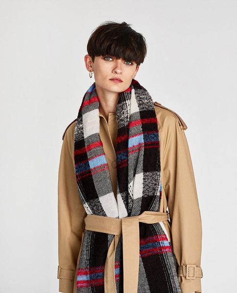 red and black plaid scarf, women's fashion warm shawl in winter, Blue;gray
red and black plaid scarf, women's fashion warm shawl in winter, Blue;gray