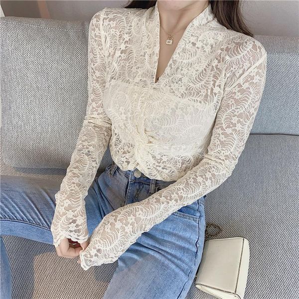 twisted v-neck lace shirt women's long-sleeved inner-fit slim autumn and winter new 2021 all-match bottoming shirtwomen, White
twisted v-neck lace shirt women's long-sleeved inner-fit slim autumn and winter new 2021 all-match bottoming shirtwomen, White