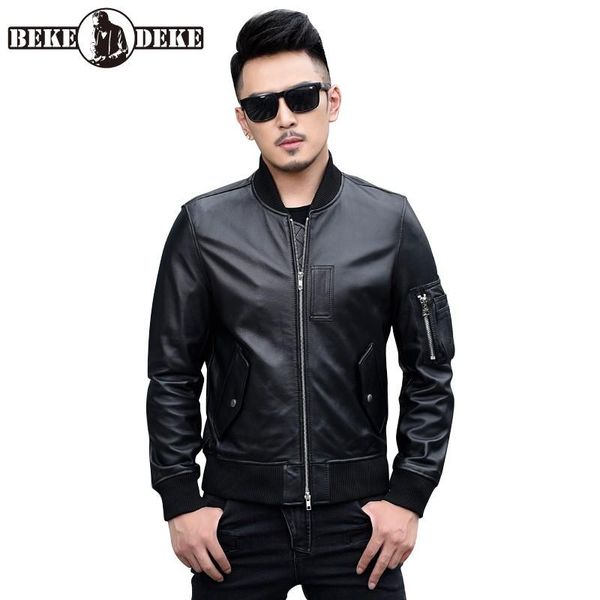 men's leather & faux men autumn thin genuine jacket stand collar sheepskin biker coat street casual slim natural short black jackets 
men's leather & faux men autumn thin genuine jacket stand collar sheepskin biker coat street casual slim natural short black jackets