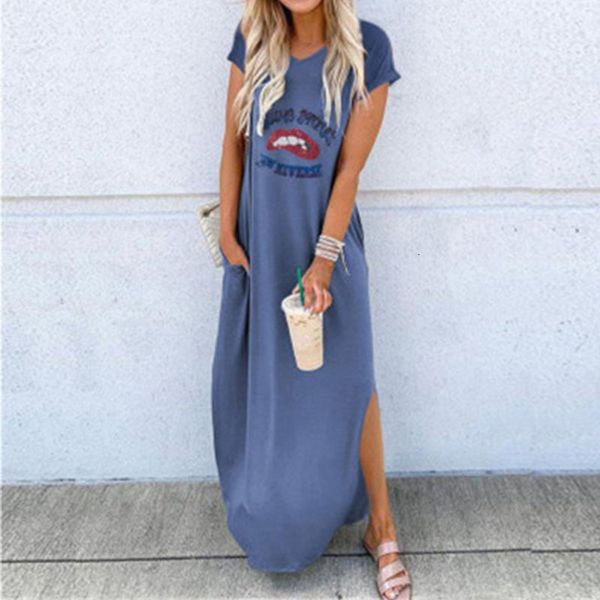 2021 new casual women o-neck long summer short sleeve red lip print es ladies side split ankle length streetwear y2r0, Black;gray
2021 new casual women o-neck long summer short sleeve red lip print es ladies side split ankle length streetwear y2r0, Black;gray
