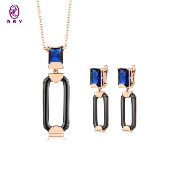 earrings & necklace blue glass geometric pendant earring jewelry set for women in heatlhy ceramic sets wholesale copper wedding gift, Silver
earrings & necklace blue glass geometric pendant earring jewelry set for women in heatlhy ceramic sets wholesale copper wedding gift, Silver