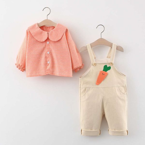 carrot girls' suit and autumn belt pants two piece set children's spring clothing, White
carrot girls' suit and autumn belt pants two piece set children's spring clothing, White