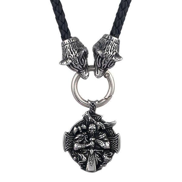 pendant necklaces stainless steel odin knight necklace leather rope men jewelry norse viking, Silver
pendant necklaces stainless steel odin knight necklace leather rope men jewelry norse viking, Silver