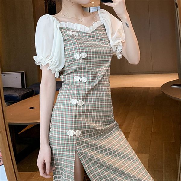 2021 new korean plaid medium length skirt, ffy sleeves, earrings, ear, product in summer fc9w, Black;gray
2021 new korean plaid medium length skirt, ffy sleeves, earrings, ear, product in summer fc9w, Black;gray