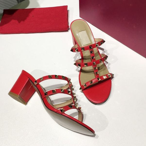 luxury designer women's sandals leather fashion rivet open toe bride thick heel red dance high heels, Black
luxury designer women's sandals leather fashion rivet open toe bride thick heel red dance high heels, Black