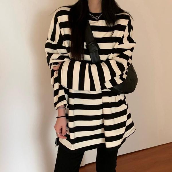 women's hoodies & sweatshirts autumn winter 2021 korean style women oversized striped loose split sweatshirt womens pullovers (s0844), Black
women's hoodies & sweatshirts autumn winter 2021 korean style women oversized striped loose split sweatshirt womens pullovers (s0844), Black