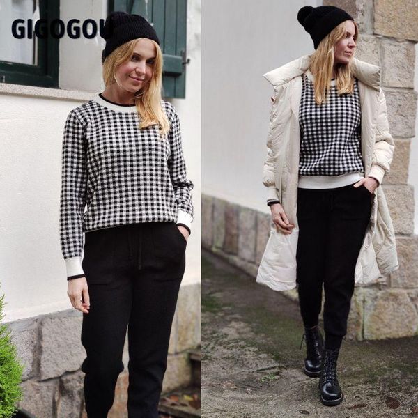 gigogou winter warm women sweater costume 2 pieces sets tracksuits o neck plaid women pullover sweater + knit harem carrot pants, White
gigogou winter warm women sweater costume 2 pieces sets tracksuits o neck plaid women pullover sweater + knit harem carrot pants, White