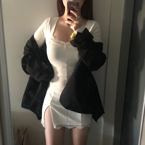 patchwork lace bodycon mini dress women casual black white short dress split side basic long sleeve dress autumn, Black;gray
patchwork lace bodycon mini dress women casual black white short dress split side basic long sleeve dress autumn, Black;gray