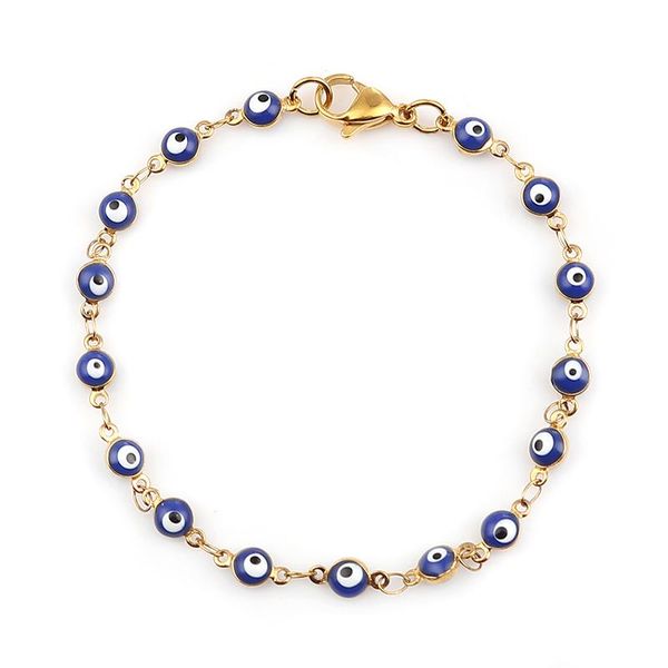 link, chain stainless steel bracelets evil eye enamel beads gold color bracelet style jewelry for women girls couple party accessories, Black
link, chain stainless steel bracelets evil eye enamel beads gold color bracelet style jewelry for women girls couple party accessories, Black