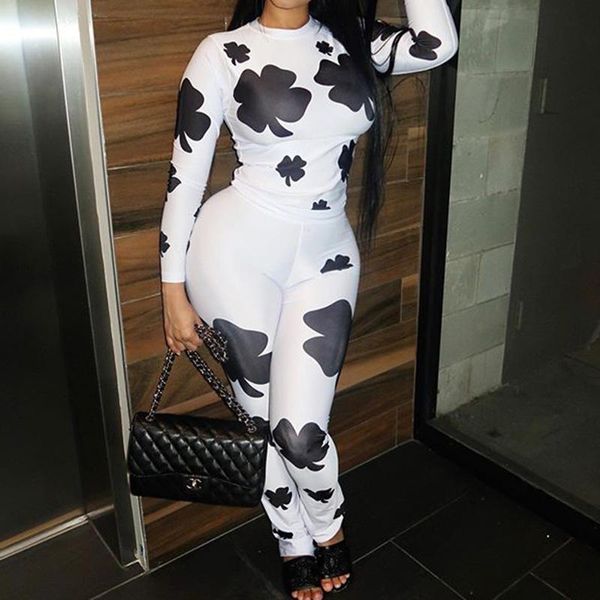 women's jumpsuits & rompers omsj style four-leaf clover print jumpsuit long sleeve o-neck skinny womens fashion unique streetwear, Black;white
women's jumpsuits & rompers omsj style four-leaf clover print jumpsuit long sleeve o-neck skinny womens fashion unique streetwear, Black;white