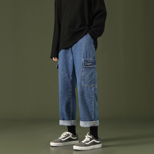 2021 new autumn winter korean style men big pockets casual straight cowboy fashion blue wide leg pant trousers gn6y
2021 new autumn winter korean style men big pockets casual straight cowboy fashion blue wide leg pant trousers gn6y