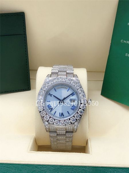 luxury u1 factory 6 style full diamond blue roman dail president day-date watch 228396 128238 sapphire big diamond bezel 43mm 18k white gold, Slivery;brown
luxury u1 factory 6 style full diamond blue roman dail president day-date watch 228396 128238 sapphire big diamond bezel 43mm 18k white gold, Slivery;brown