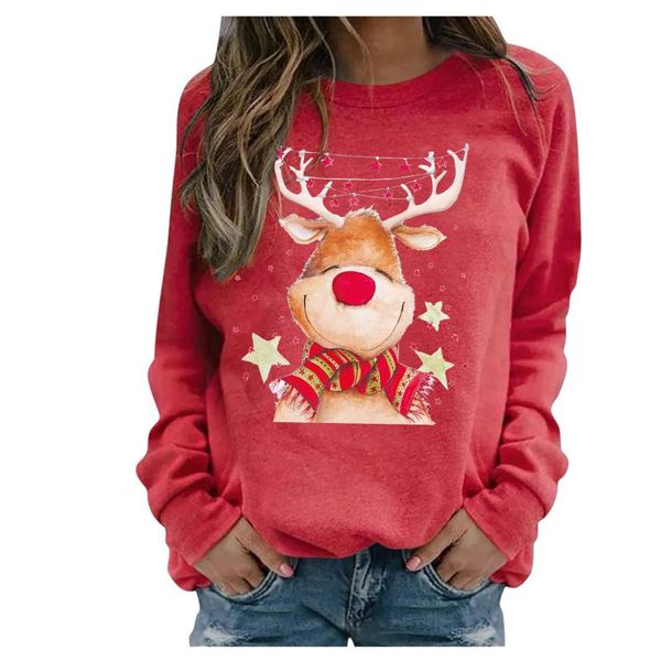 women's hoodies & sweatshirts santa claus womens chirstmas print crewneck long-sleeved ladies sweatshirt casual bottoming fashion femal, Black