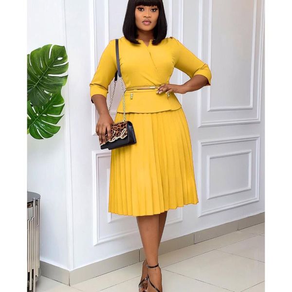 casual dresses plus size office lady dress women three quarter sleeve elegant pleated classy ladies bodycon african fashion, Black;gray
casual dresses plus size office lady dress women three quarter sleeve elegant pleated classy ladies bodycon african fashion, Black;gray