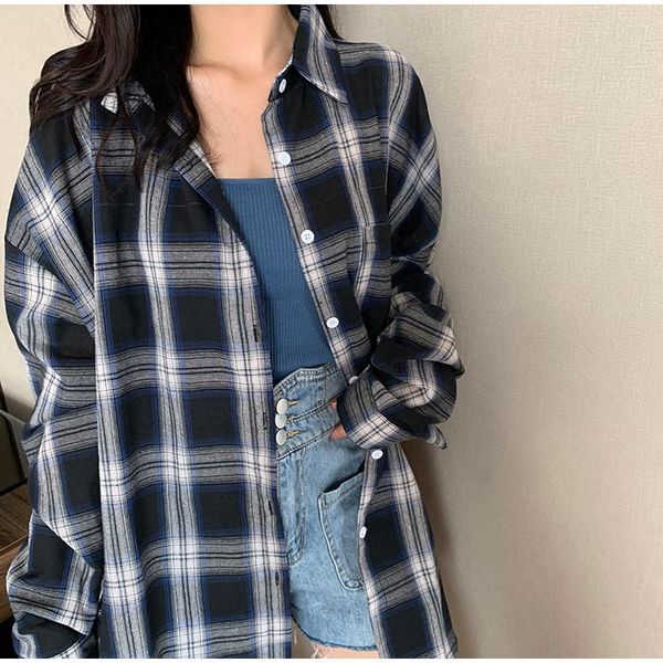 women's blouses & shirts spring plaid large casual yuppie long sleeve cotton preppy, White
women's blouses & shirts spring plaid large casual yuppie long sleeve cotton preppy, White