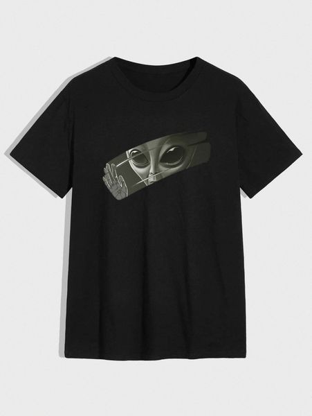 men alien print tee s8oh#, White;black