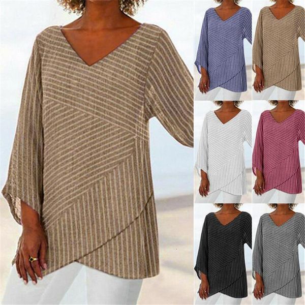 women's t-shirt spring striped long sleeve v neck cotton baggy ladies summer linen casual elegant large size sujw, White
women's t-shirt spring striped long sleeve v neck cotton baggy ladies summer linen casual elegant large size sujw, White