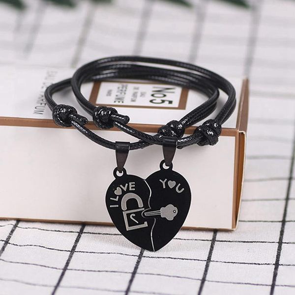 charm bracelets couple for women and men heart black stainless steel key lock two halves paired bracelet fashion jewelry 2pcs/set, Golden;silver
charm bracelets couple for women and men heart black stainless steel key lock two halves paired bracelet fashion jewelry 2pcs/set, Golden;silver