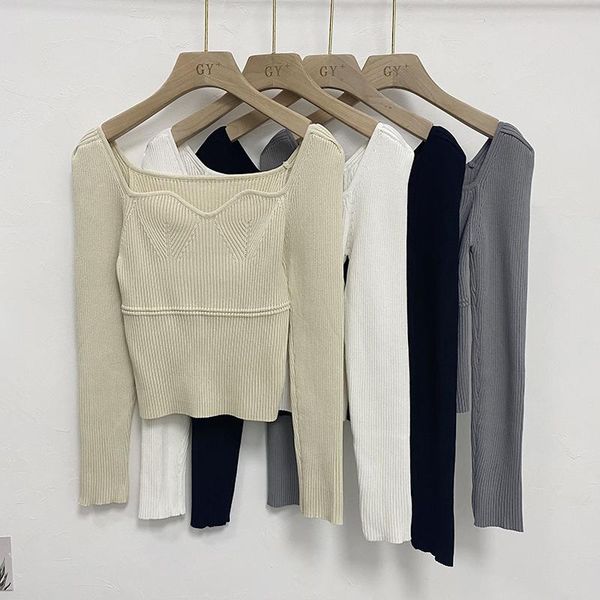 women's sweaters knit crop autumn winter 2021 fashion square collar thick sweater outwear korean black gray white beige, White;black
women's sweaters knit crop autumn winter 2021 fashion square collar thick sweater outwear korean black gray white beige, White;black