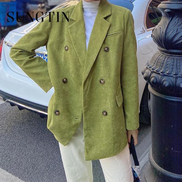 women's suits & blazers sungtin korean corduroy blazer women vintage office lady black jackets for womens double breasted loose outwear, White;black
women's suits & blazers sungtin korean corduroy blazer women vintage office lady black jackets for womens double breasted loose outwear, White;black