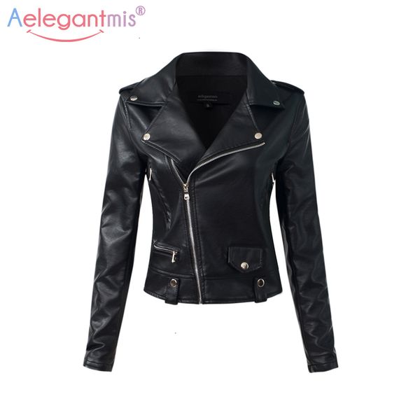 aelegantmis casual pu leather jacket women classic zipper short motorcycle jackets lady autumn winter basic leather coat black 201020, Black;brown
aelegantmis casual pu leather jacket women classic zipper short motorcycle jackets lady autumn winter basic leather coat black 201020, Black;brown