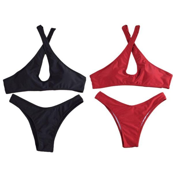 women solid color bikini set cutout halter neck criss cross push up bra swimsuit low waisted high cut bottom bathing suit
women solid color bikini set cutout halter neck criss cross push up bra swimsuit low waisted high cut bottom bathing suit