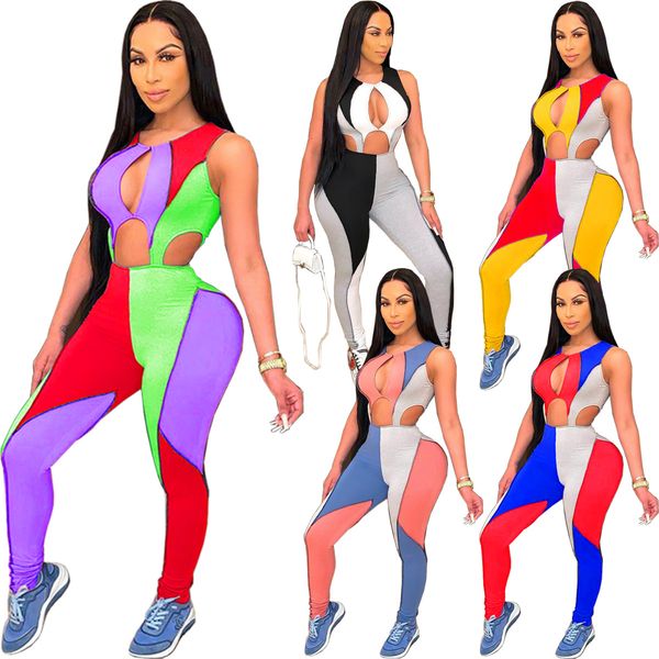 women designer jumpsuits colorful hollow out rompers splicing 2021 summer fashion bodysuit pullover jackets night club party clubwear, Black;white
women designer jumpsuits colorful hollow out rompers splicing 2021 summer fashion bodysuit pullover jackets night club party clubwear, Black;white