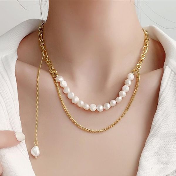 chains masa ladies gold color double retro necklace irregular baroque pearl metal chain simple fashion jewelry wedding gift 2021, Silver
chains masa ladies gold color double retro necklace irregular baroque pearl metal chain simple fashion jewelry wedding gift 2021, Silver