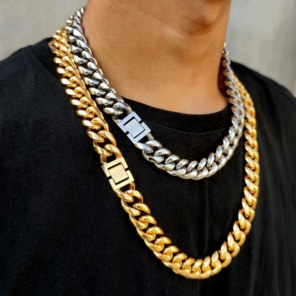 chains miami 18mm cuban necklace men's street hip hop fashion domineering, Silver
chains miami 18mm cuban necklace men's street hip hop fashion domineering, Silver