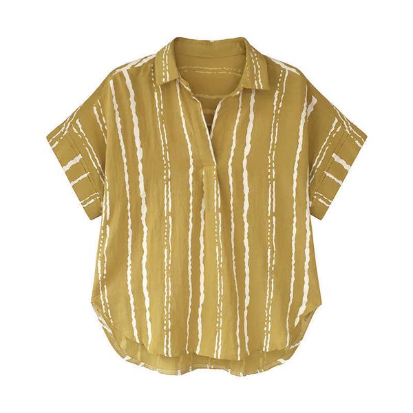 perhaps u chiffon short sleeve pocket striped yellow gray turn down collar blouse shirt women female b0146 210529, White
perhaps u chiffon short sleeve pocket striped yellow gray turn down collar blouse shirt women female b0146 210529, White