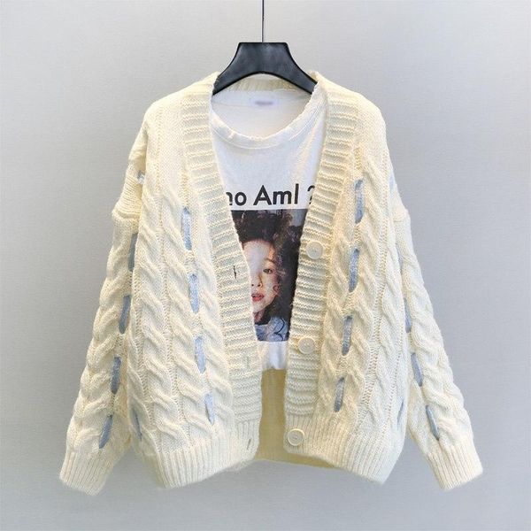 women's sweaters nitree 2021 autumn korean edition loose long sleeve knitted coat women sweater fashion cardigan, White;black
women's sweaters nitree 2021 autumn korean edition loose long sleeve knitted coat women sweater fashion cardigan, White;black