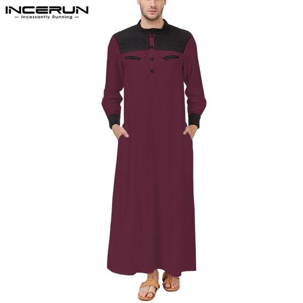 ethnic clothing incerun muslim kaftan men long sleeve patchwork jubba thobe stand collar fashion robes middle east arabic islamic clothes ab, Red
ethnic clothing incerun muslim kaftan men long sleeve patchwork jubba thobe stand collar fashion robes middle east arabic islamic clothes ab, Red