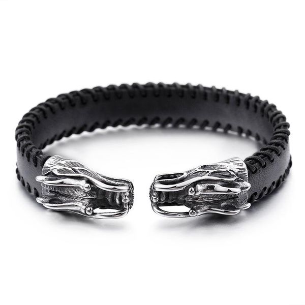 tennis 2021 xmas gifts black genuine leather stainless steel bangle gothic biker dragon bracelet mens jewelry 12mm wide .72mm inner, Golden;silver
tennis 2021 xmas gifts black genuine leather stainless steel bangle gothic biker dragon bracelet mens jewelry 12mm wide .72mm inner, Golden;silver