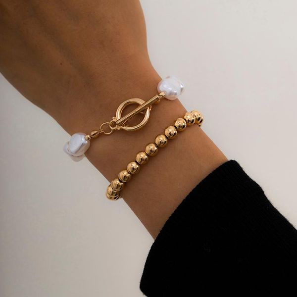 beaded, strands 2021 retro simple irregular imitation pearl trendy metal round bead ot buckle set bracelet for women girls jewelry accessori, Black
beaded, strands 2021 retro simple irregular imitation pearl trendy metal round bead ot buckle set bracelet for women girls jewelry accessori, Black