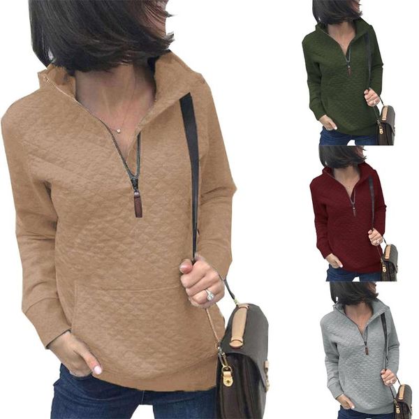 women 1/4 zipper up sweatshirt long sleeve stand collar solid color pullover loose plain quilted pattern streetwear, Black
women 1/4 zipper up sweatshirt long sleeve stand collar solid color pullover loose plain quilted pattern streetwear, Black