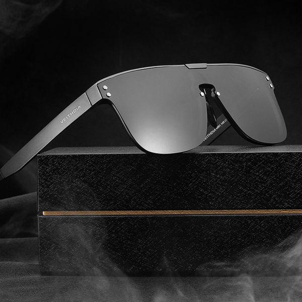men's aluminum-magnesium polarized square conjoined lens sunglasses, White;black
men's aluminum-magnesium polarized square conjoined lens sunglasses, White;black
