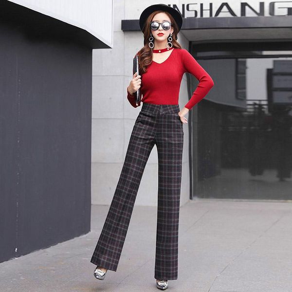 women's pants & capris women plaid office lady work trousers spring autumn straight wide leg korean casual high waist, Black;white
women's pants & capris women plaid office lady work trousers spring autumn straight wide leg korean casual high waist, Black;white