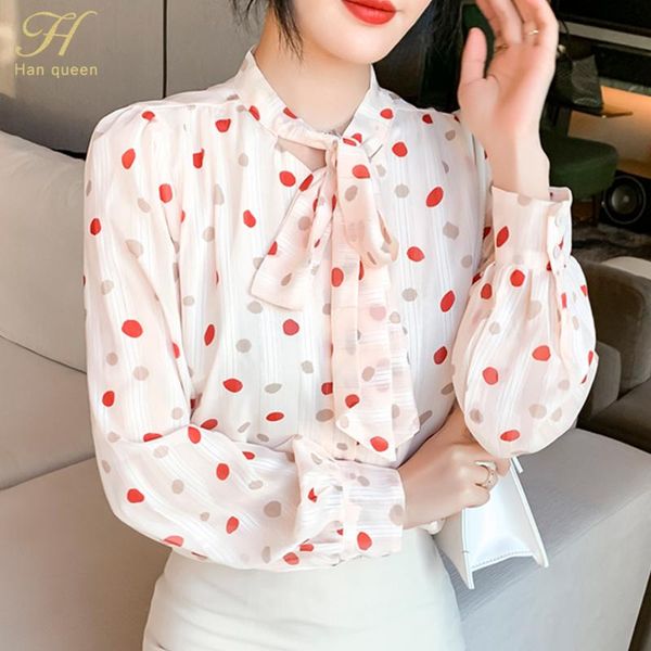 women's blouses & shirts h han queen vintage dot fashion lace-up bow printed chiffon blouse female single-breasted casual, White
women's blouses & shirts h han queen vintage dot fashion lace-up bow printed chiffon blouse female single-breasted casual, White