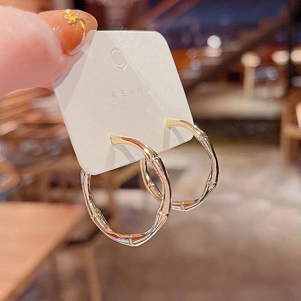 hoop & huggie korean trendy bamboo joint circle earrings for women elegant female delicate ear jewelry fashion, Golden;silver
hoop & huggie korean trendy bamboo joint circle earrings for women elegant female delicate ear jewelry fashion, Golden;silver